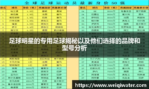 足球明星的专用足球揭秘以及他们选择的品牌和型号分析